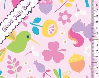 Riley Blake /" Wildflower Meadow /" Igel JERSEY Kinderstoff rosa pink