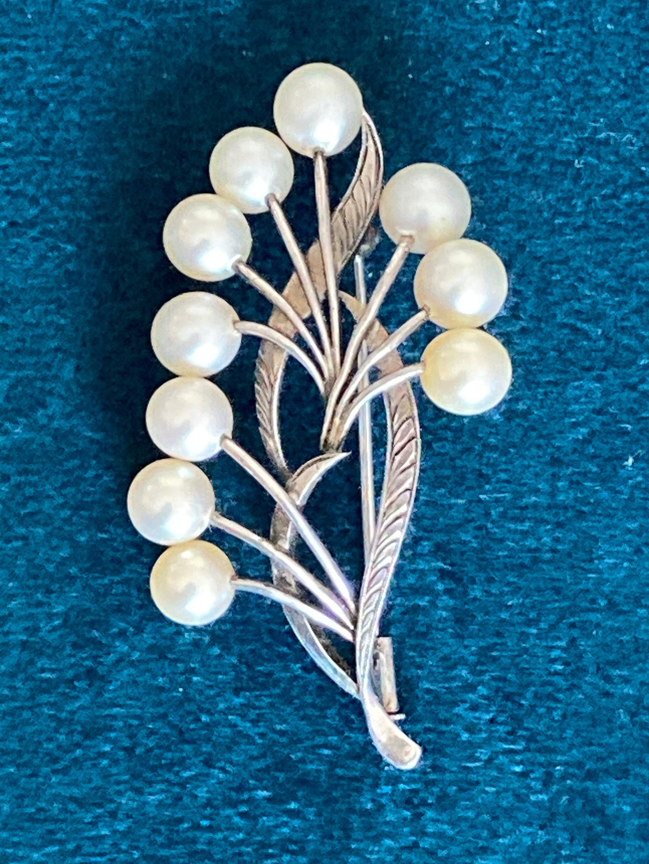 Unique Vintage Pearl MIKIMOTO Sterling Silver 