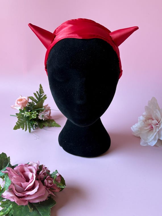 Teufelshörner Haarreif Rot Satin Upcycling | Devil Horns Headband | Halloween Karneval Kostüm Accessoire | handgemacht Unikat Köln