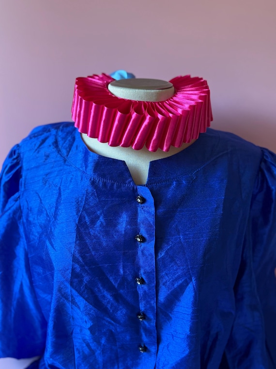 Halskrause Plissiert Satin | Ruff Kragen Pink Rosa | Halloween Karneval Kostüm | Pierrot Clown Renaissance | handgemacht Upcycling Köln