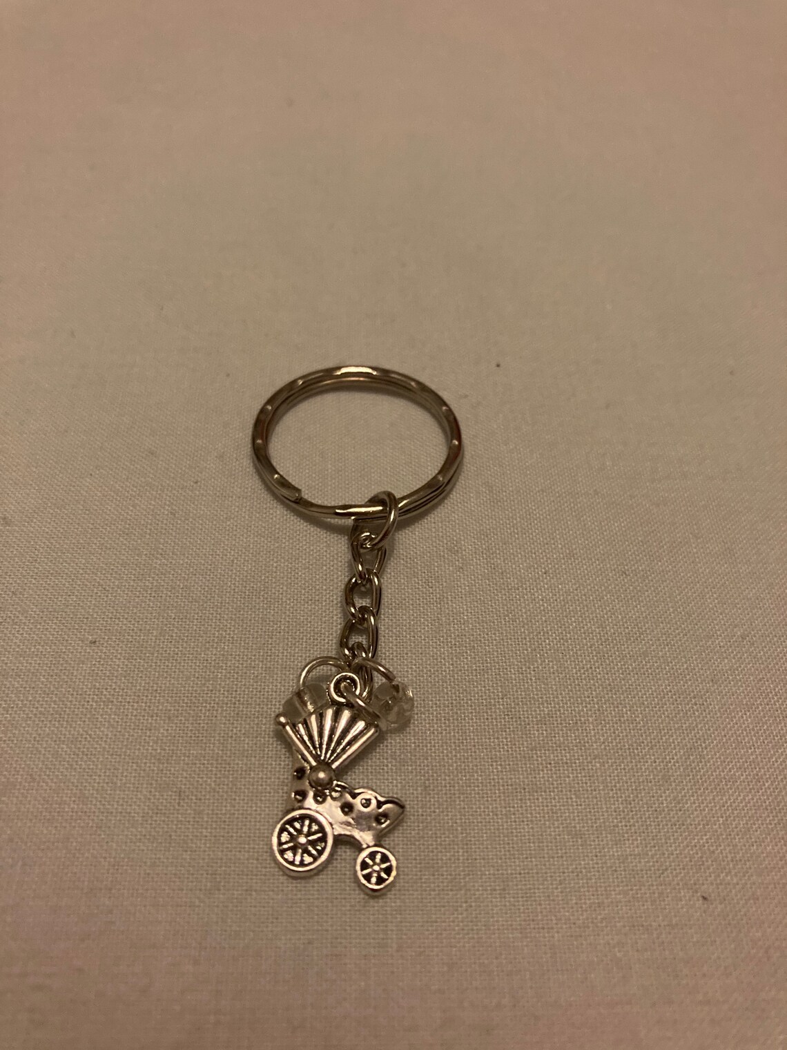 Handmade key ring with beads and charm Etsy