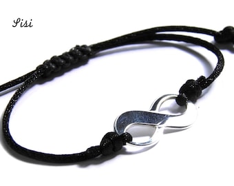 Black bracelet silver infinity symbol