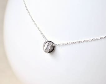 2 circles pendant silver necklace