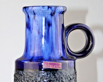 Vase German pottery 60s 60s 70s 70s Fat Lava ceramic Scheurich blue H:28 cm