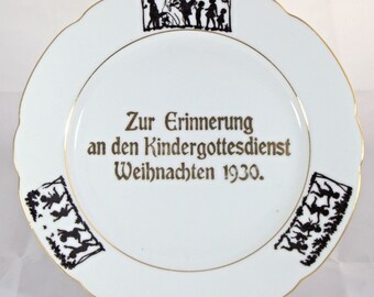 Weihnachtsteller Bunter Teller Weihnachten Nikolaus 20er antik vintage shabby