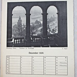 Foglio di calendario originale 1934 90 compleanno regalo anniversario antico  di Amburgo Germania Germania anni '30 anni '30
