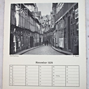 Foglio di calendario originale 1934 90 compleanno regalo anniversario antico  di Amburgo Germania Germania anni '30 anni '30