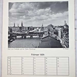 Foglio di calendario originale 1934 90 compleanno regalo anniversario antico  di Amburgo Germania Germania anni '30 anni '30