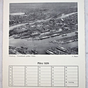 Foglio di calendario originale 1934 90 compleanno regalo anniversario antico  di Amburgo Germania Germania anni '30 anni '30