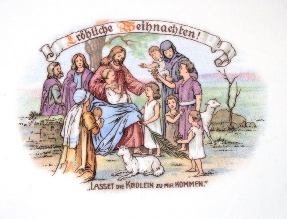Weihnachtsteller Bunter Teller Weihnachten Nikolaus 20er antik vintage shabby