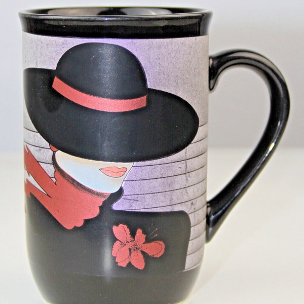 Coffee mug porcelain mug coffee cup 80s 90s Memphis style black