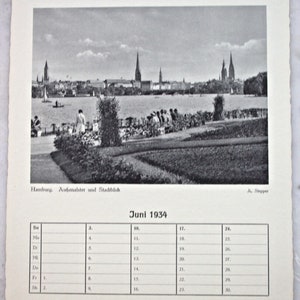 Foglio di calendario originale 1934 90 compleanno regalo anniversario antico  di Amburgo Germania Germania anni '30 anni '30