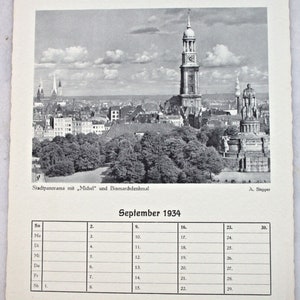 Foglio di calendario originale 1934 90 compleanno regalo anniversario antico  di Amburgo Germania Germania anni '30 anni '30