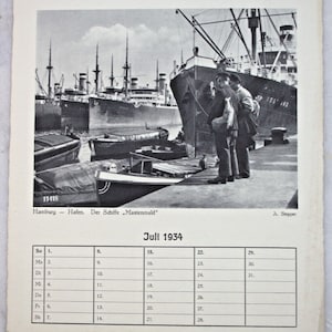 Foglio di calendario originale 1934 90 compleanno regalo anniversario antico  di Amburgo Germania Germania anni '30 anni '30