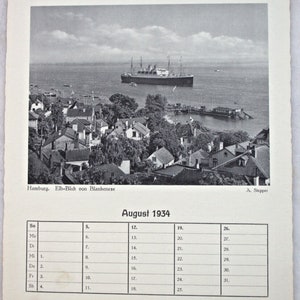 Foglio di calendario originale 1934 90 compleanno regalo anniversario antico  di Amburgo Germania Germania anni '30 anni '30