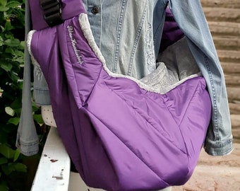 Fashionable and comfortable carrier bag for small dogs "Purple quilted"