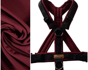 Dog harness Bordeaux red-black with split chest bar