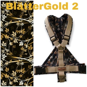 Dog Harness Dog Harness “Leafs2 Gold/Black – Beige with split chest bar