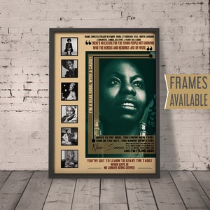 NINA SIMONE Poster | Music Quote Lyrics Art Print | 1960&#39;s Jazz Blues Music Retro Vintage Wall Decoration |  | Frame Option