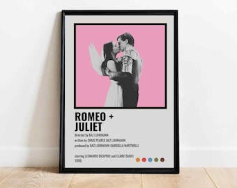 Romeo and Juliet Poster | Retro Vintage Film Poster | Minimalist 80s Film Poster Design Wall Art Print | Pop Culture Gift | Geek Home Decor