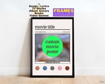 Custom Movie Poster, Personalized Film Print, Cult Movie Print, Custom Movie Gift, Album Cover, Book Print, Video Game, Valentine's Day Gift