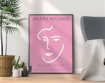 Henri Matisse Print, Matisse Woman Exhibition Poster, Wall Art Gallery, Pink Home Decor Hallway Bedroom Bathroom Framed Print Options