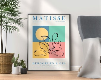 Henri Matisse Print, Matisse Flower Exhibition Poster, Wall Art Gallery, Minimal Home Decor Hallway Bedroom Bathroom Framed Print Options