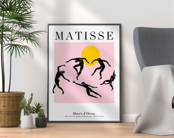 Matisse Print, Matisse The Dance Exhibition Poster Collection, Yellow Pink Shades Vintage Home Decor, Abstract Bedroom Framed Print Options