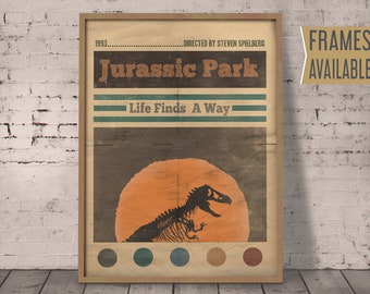 JURASSIC PARK Poster | Jurassic Park Print | Alternate Film Quote Poster | Vintage Movie Poster | Retro 90s Home Decor | Fathers Day Gift