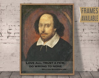 WILLIAM SHAKESPEARE Poster Inspirational Motivational Quote Typography Print Wall Art Home Decor, Framed Wall Art, Christmas Gift