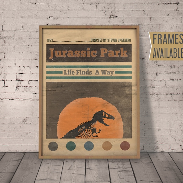 JURASSIC PARK Poster | Jurassic Park Print | Alternate Film Quote Poster | Vintage Movie Poster | Retro 90s Home Decor | Valentines Day Gift