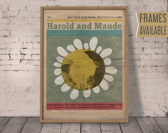 HAROLD AND MAUDE Poster | Framed Print Option | Classic Movies Prints Alternative Film Poster | Retro Wall Art Print | Valentines Day Gift