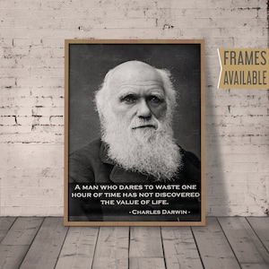 CHARLES DARWIN Poster Charles Darwin Inspirational Quote Typography Art Print Poster  Framed Options, Gift For Him Her, Christmas Gift