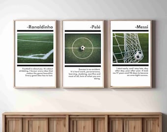 Football Prints Set of 3 Wall Art Print, Soccer Poster, Gift for Men, Boys Sports Home Decor, Man Cave Football Poster, Boy Room Decor