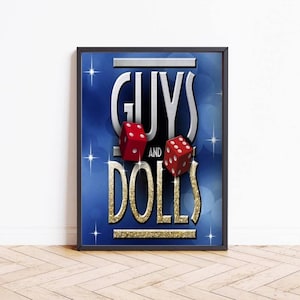 Guys and Dolls Musical Print Theatre Poster, Broadway Theater London West End Musical Show Wall Art Print, Christmas Gift For Fans