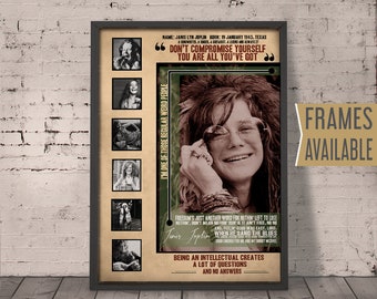 JANIS JOPLIN Quote Lyrics Art Print Poster |   Retro Vintage Wall Decoration Poster | A1 A2 A3 A4 Size | Frame Options | Valentines Day Gift