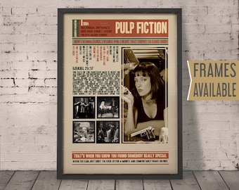 PULP FICTION Movie Poster | Quentin Tarantino Film Quotes | Retro Vintage Wall Art Print |  For Him Her | Frame Options Valentines Day Gift