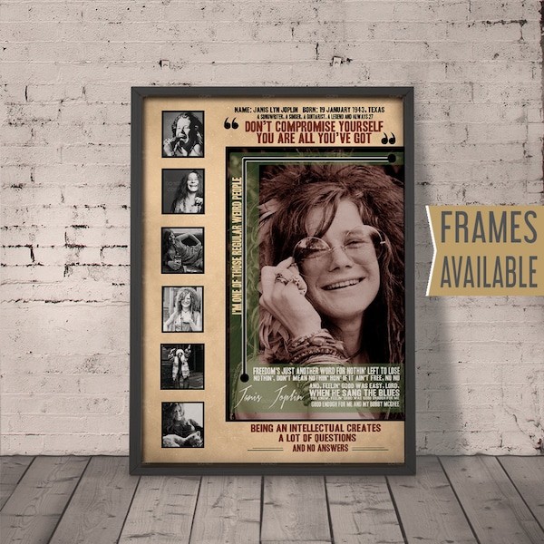 JANIS JOPLIN Quote Lyrics Art Print Poster |   Retro Vintage Wall Decoration Poster | A1 A2 A3 A4 Size | Frame Options | Valentines Day Gift