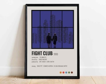 Fight Club Minimalist Movie Poster: Retro Film Art Print, Christmas Gift
