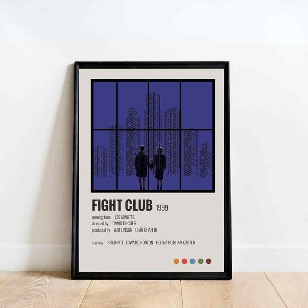 Fight Club Minimalist Poster | Retro Vintage Movie Poster | 80s 90s Film Poster Design Wall Art Print | Pop Culture Gift | Geeky Home Decor
