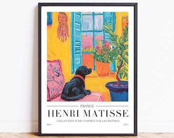 Matisse Dog Print: Henri Matisse Inspired Modern Art Poster, Christmas Gift