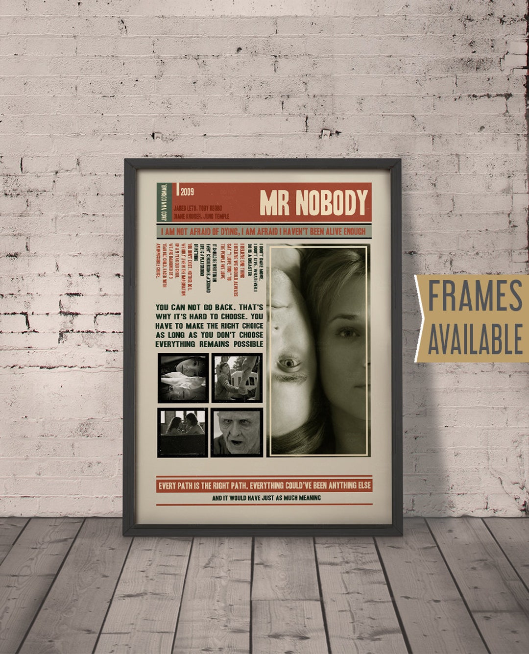 MR NOBODY Movie Poster | Film Quote Print | Framed Movie Poster ...