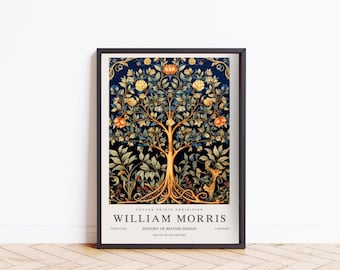 William Morris Print, Tree Of Life Print, William Morris Exhibition Poster, Vintage Botanical Wall Art Gallery, Art Nouveau Home Decor