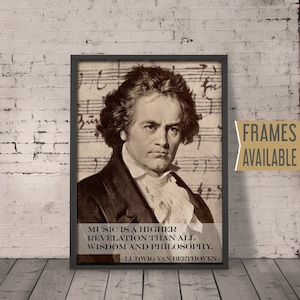 BEETHOVEN Art Print Poster Genius Musician Quotes * Music is Higher Revelation Than All Wisdom and Philosophy * Birthday Gift