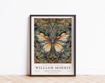 William Morris Print, Butterfly Print, William Morris Exhibition Poster, Vintage Famous Artists Wall Art Gallery, Art Nouveau Home Decor