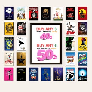 Musical Posters, Musical Playbill Print, Broadway Show Poster, London West End Musical Framed Print, Theatre Fan Fathers Day Gift Home Decor