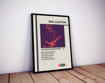 Eric Clapton Album Poster, Minimalist Print, Vintage 60s 70s 80s Rock Pop Concert Posters, Framed Music Wall Art Home Decor, Custom Gift