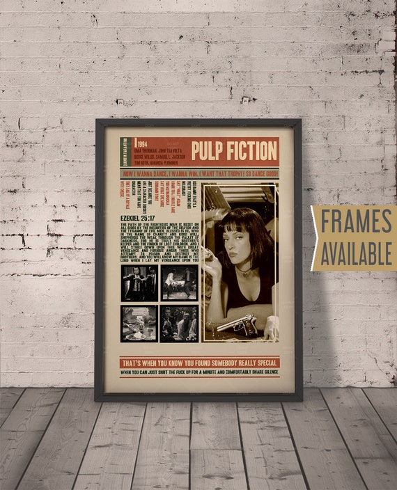 Pulp Fiction Movie Poster Frames Available Quentin Etsy