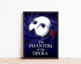 The Phantom Of The Opera Musical Print, Theatre Poster, Broadway London West End Musical Show Wall Art Print, Christmas Gift For Fans