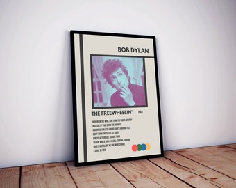 Bob Dylan Album Poster, Minimalist Print, Vintage 60s 70s 80s Rock Concert Posters, Framed Music Wall Art Home Decor, Custom Music Gift